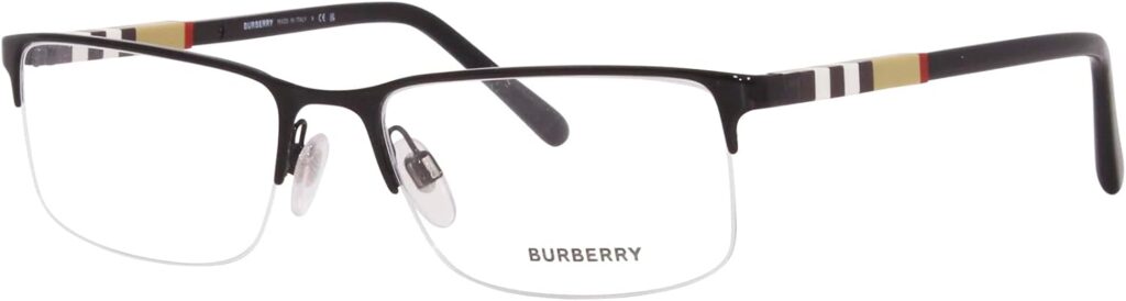 BURBERRY BE 1282 1001 Black Palladium Metal Semi-Rimless Eyeglasses 55mm…