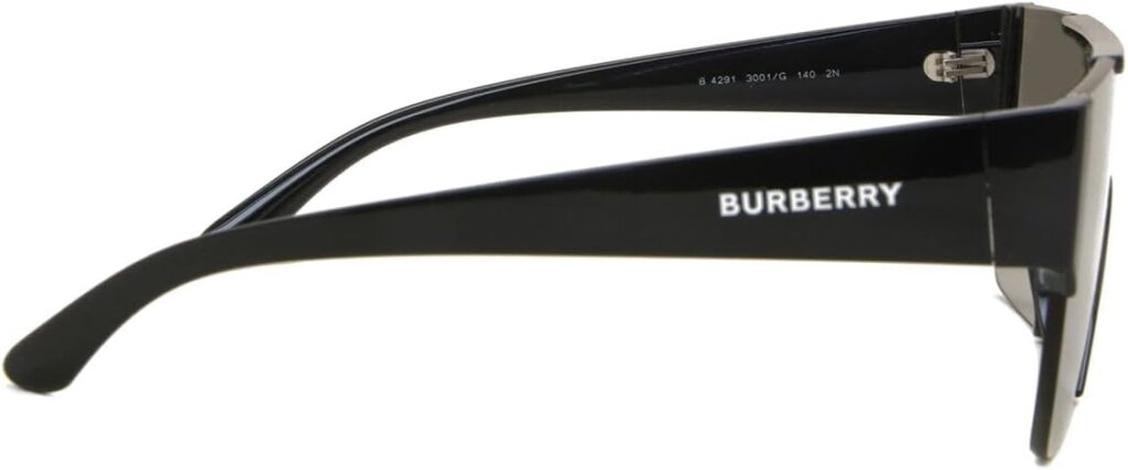 Burberry BE 4291 3001/G Black Plastic Rectangle Sunglasses Gold Mirror Lens
